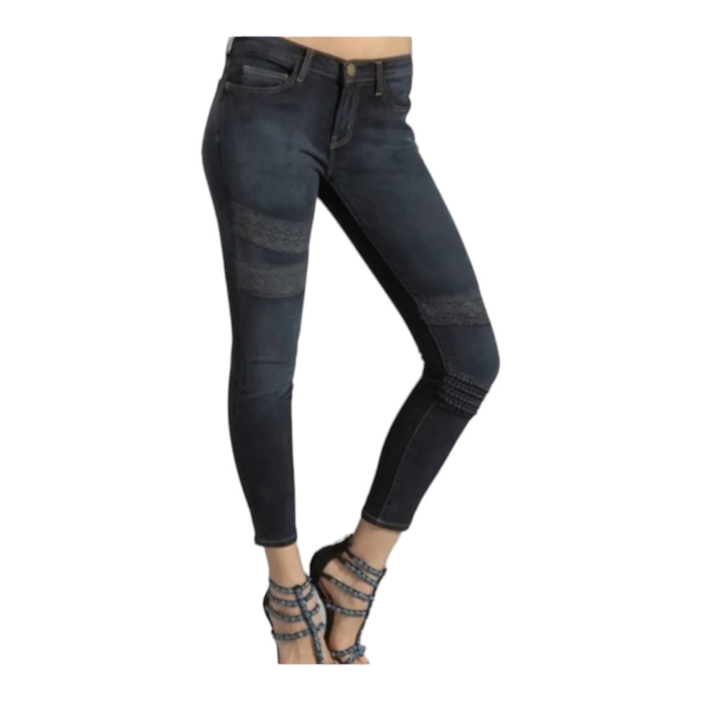 CURRENT / ELLIOTT The STILETTO Skinny Jeans Washed Black with Lace 26